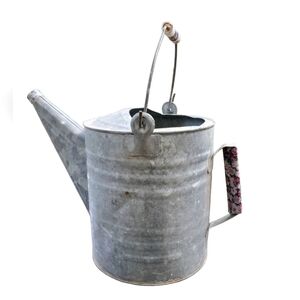 Galvanized Metal Watering Can with Floral Handles/spout
